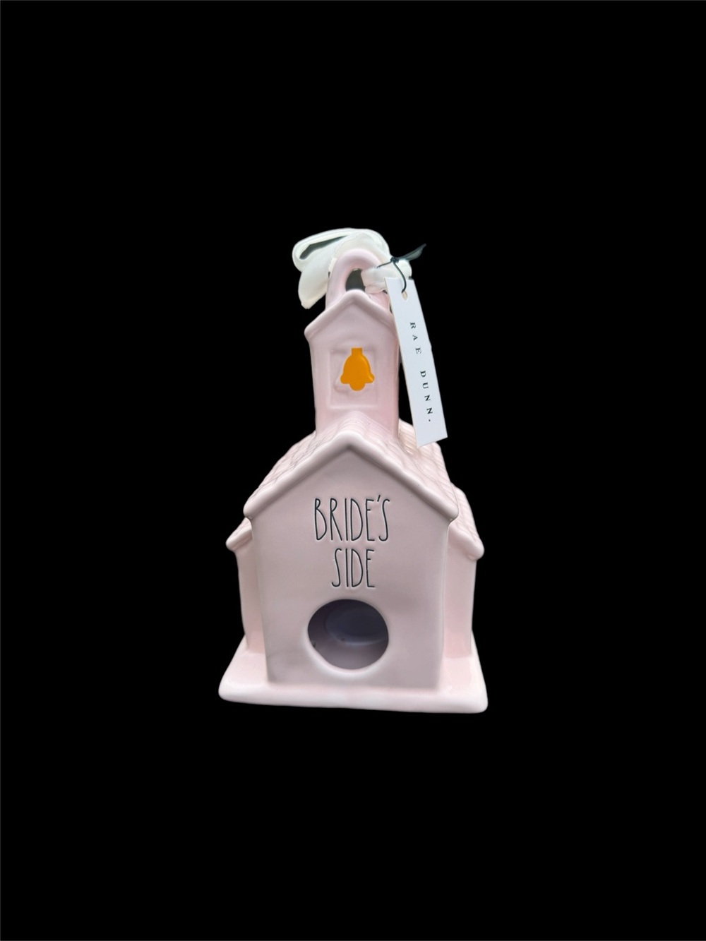 Rae Dunn Pink 'Bride's Side' Ceramic Birdhouse Accent